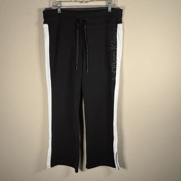 Calvin Klein Pants - CALVIN KLEIN Performance Womens L‎ Knit Pants Black Stripe Comfort  Gym Workout